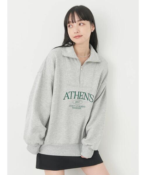 earth music&ecology（アースミュージックアンドエコロジー）の「ハーフジップロゴチュニック（チュニック・レディース・アイボリー/ライトグレー/バーガンディー・FREE）」の15枚目の写真