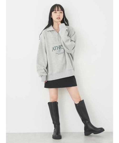 earth music&ecology（アースミュージックアンドエコロジー）の「ハーフジップロゴチュニック（チュニック・レディース・アイボリー/ライトグレー/バーガンディー・FREE）」の16枚目の写真