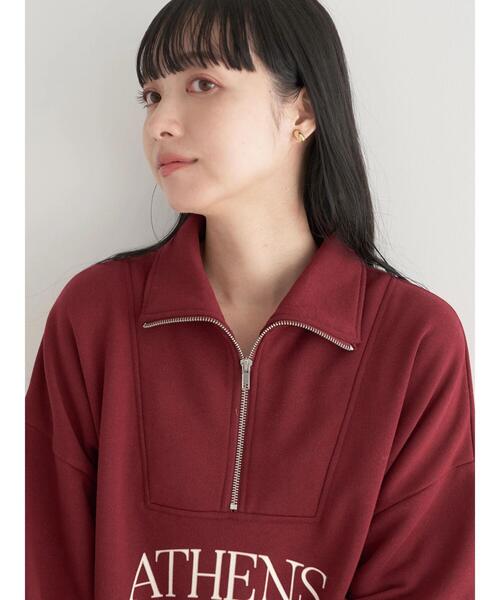 earth music&ecology（アースミュージックアンドエコロジー）の「ハーフジップロゴチュニック（チュニック・レディース・アイボリー/ライトグレー/バーガンディー・FREE）」の19枚目の写真