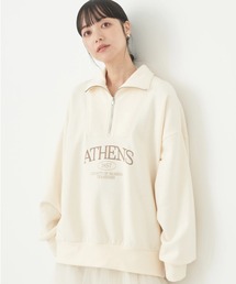 ハーフジップロゴチュニック