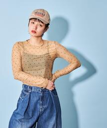 CITEN（シテン）の「＜CITEN＞ドット シアー コンパクト トップス（Tシャツ/カットソー）」