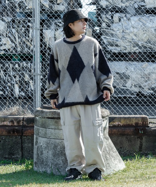 kutir(クティール)の「アーガイルニットプルオーバー(ニット/セーター・メンズ・ブラック/ネイビー/ライトグレー・MEDIUM/LARGE)」の22枚目の写真