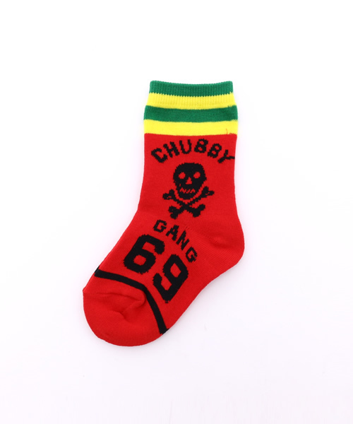 CHUBBYGANG(チャビーギャング)の「スカルライン クルーソックス(ソックス/靴下・キッズ・ホワイト/ブラック/レッド・16/13/19/22)」の3枚目の写真