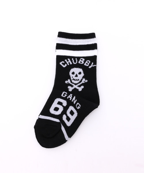 CHUBBYGANG(チャビーギャング)の「スカルライン クルーソックス(ソックス/靴下・キッズ・ホワイト/ブラック/レッド・16/13/19/22)」の2枚目の写真