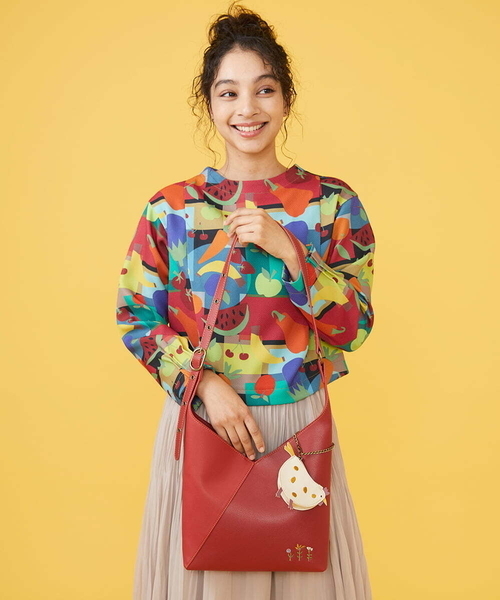 【チャームポーチ付き】カシュクールデザインワンハンドルバッグ