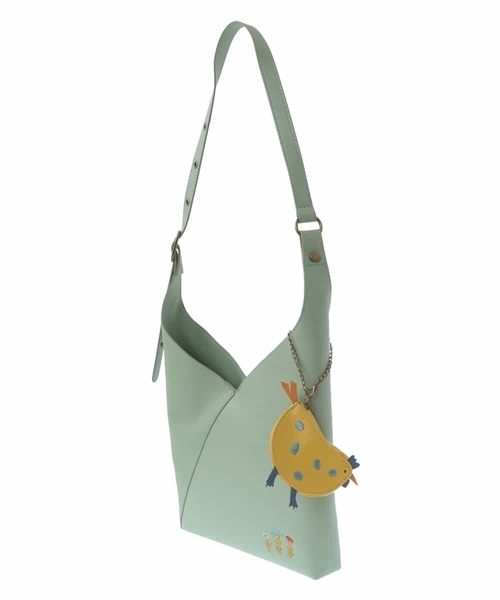 【チャームポーチ付き】カシュクールデザインワンハンドルバッグ