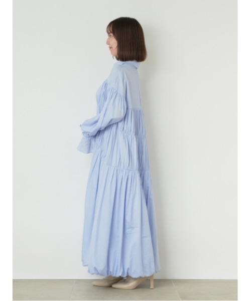 SNIDEL（スナイデル）の「コットンギャザーバルーンシャツワンピース（ワンピース・レディース・ホワイト/サックスブルー/ピンク・0/1）」の9枚目の写真