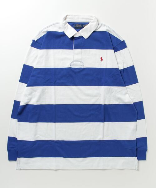 クラシック フィット ストライプド ジャージー ラグビー シャツ