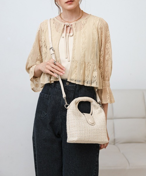 Bab（バブ）の「2WAYツイードハンドバッグ（ハンドバッグ・レディース・ブラック/アイボリー/ベージュ・ONESIZE）」の4枚目の写真