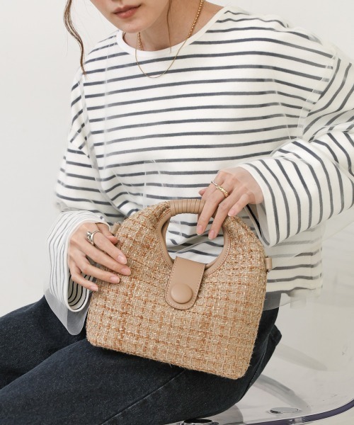 Bab（バブ）の「2WAYツイードハンドバッグ（ハンドバッグ・レディース・ブラック/アイボリー/ベージュ・ONESIZE）」の7枚目の写真