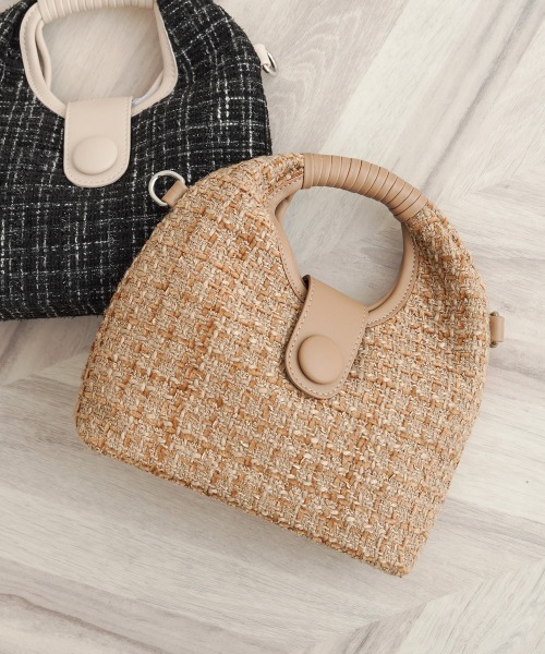 Bab（バブ）の「2WAYツイードハンドバッグ（ハンドバッグ・レディース・ブラック/アイボリー/ベージュ・ONESIZE）」の9枚目の写真