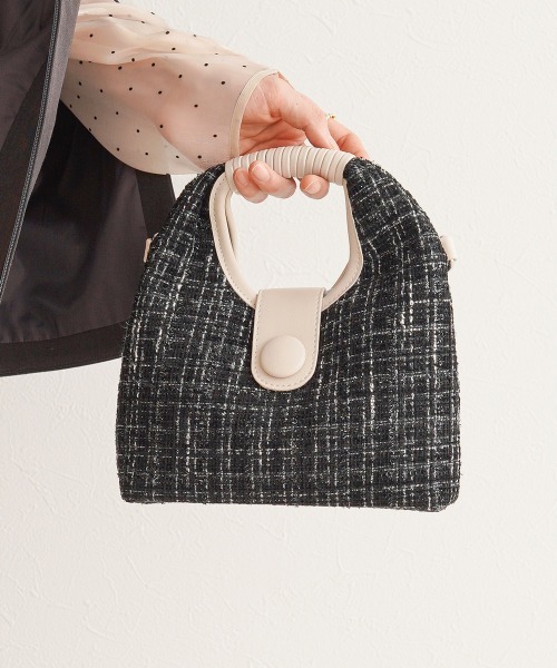 Bab（バブ）の「2WAYツイードハンドバッグ（ハンドバッグ・レディース・ブラック/アイボリー/ベージュ・ONESIZE）」の12枚目の写真