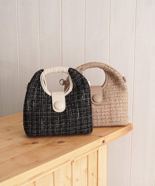 Bab（バブ）の「2WAYツイードハンドバッグ（ハンドバッグ・レディース・ブラック/アイボリー/ベージュ・ONESIZE）」の13枚目の写真