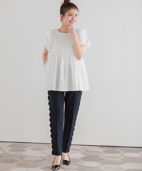 Fit more(フィットモア)の「スカラップテーパードパンツ(スラックス・レディース・ピンク/ネイビー/ブラック・PS/S)」の10枚目の写真