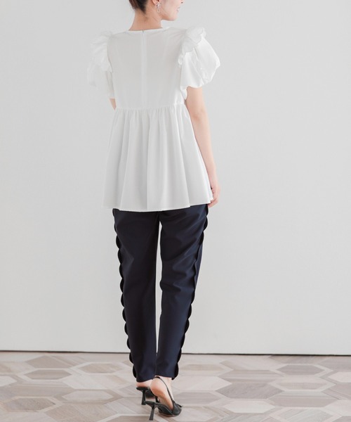 Fit more(フィットモア)の「スカラップテーパードパンツ(スラックス・レディース・ピンク/ネイビー/ブラック・PS/S)」の11枚目の写真