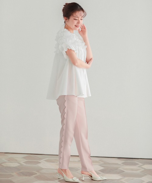 Fit more(フィットモア)の「スカラップテーパードパンツ(スラックス・レディース・ピンク/ネイビー/ブラック・PS/S)」の13枚目の写真