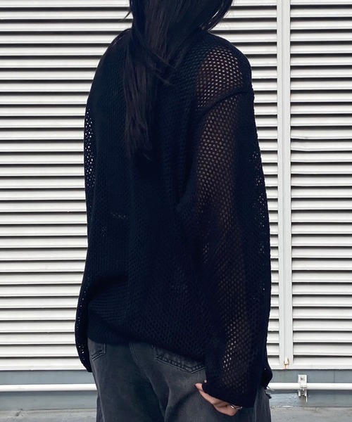 Snap club(スナップクラブ)の「【Snap club】 ポケット付きサークルワッペンメッシュニット(ニット/セーター・レディース・ライトグレー/グリーン/ブラック/アイボリー/ブルー・M/L)」の9枚目の写真