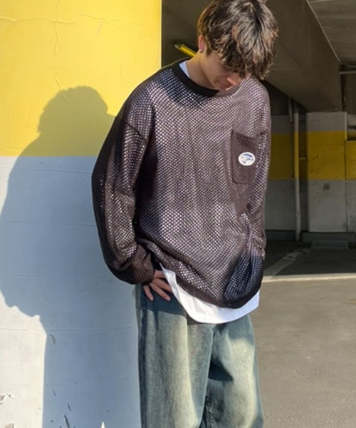 Snap club(スナップクラブ)の「【Snap club】 ポケット付きサークルワッペンメッシュニット(ニット/セーター・レディース・ライトグレー/グリーン/ブラック/アイボリー/ブルー・M/L)」の13枚目の写真