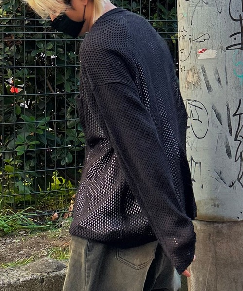 Snap club(スナップクラブ)の「【Snap club】 ポケット付きサークルワッペンメッシュニット(ニット/セーター・レディース・ライトグレー/グリーン/ブラック/アイボリー/ブルー・M/L)」の16枚目の写真