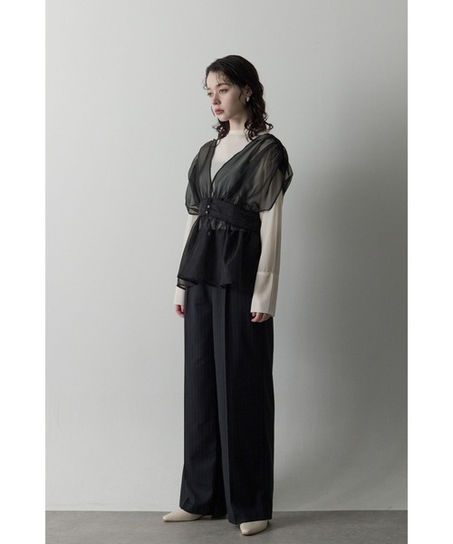 Limue（リミュ）の「オーガンジーシアビスチェ（Tシャツ/カットソー・レディース・ブラック/ベージュ・FREE）」の5枚目の写真