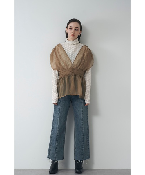 Limue（リミュ）の「オーガンジーシアビスチェ（Tシャツ/カットソー・レディース・ブラック/ベージュ・FREE）」の13枚目の写真