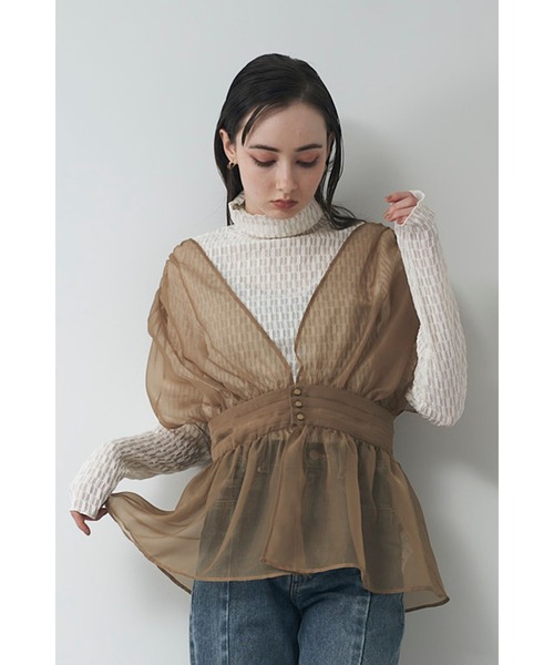 Limue（リミュ）の「オーガンジーシアビスチェ（Tシャツ/カットソー・レディース・ブラック/ベージュ・FREE）」の11枚目の写真