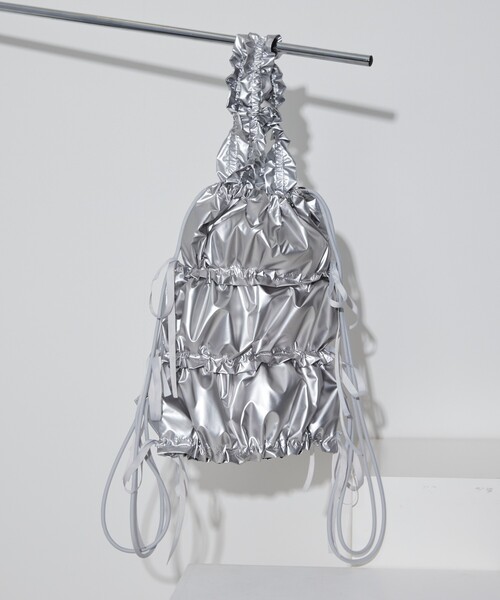 Firsthand（ファーストハンド）の「Firsthand/ファーストハンド 2WAY リボンギャザーナップサック / トートバッグ（バックパック/リュック・レディース・ブラック/シルバー/オフホワイト・FREE）」の14枚目の写真