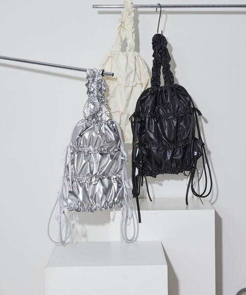 Firsthand（ファーストハンド）の「Firsthand/ファーストハンド 2WAY リボンギャザーナップサック / トートバッグ（バックパック/リュック・レディース・ブラック/シルバー/オフホワイト・FREE）」の20枚目の写真