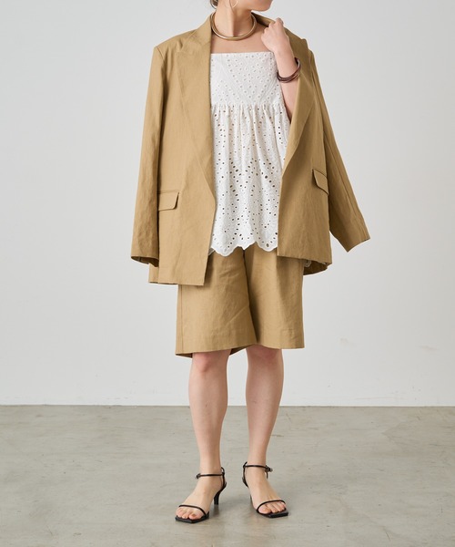 Omekashi（オメカシ）の「リネンパワショルテーラードジャケット（テーラードジャケット・レディース・オフホワイト/ブラック/ベージュ・36/38）」の11枚目の写真