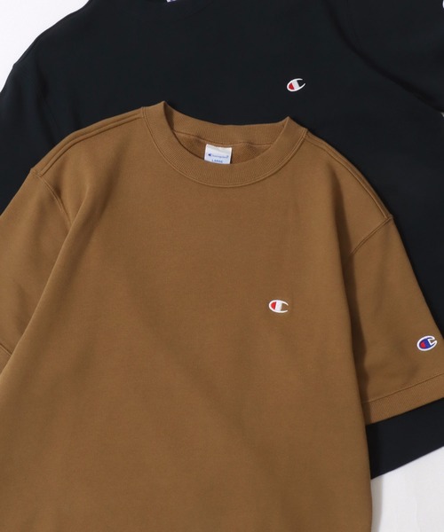 Champion(チャンピオン)の「Champion/チャンピオン コットンUSA 裏毛 ロゴワッペン ワンポイント刺繍 半袖スウェット トレーナー/レディース メンズ(スウェット・メンズ・ブラック/グレー/オートミール/ネイビー/ホワイト/クリーム/ブルー/レンガ/グリーン/スカイブルー/ライトブラウン・M/L/XL)」の5枚目の写真