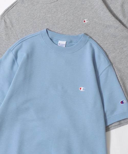 Champion(チャンピオン)の「Champion/チャンピオン コットンUSA 裏毛 ロゴワッペン ワンポイント刺繍 半袖スウェット トレーナー/レディース メンズ(スウェット・メンズ・ブラック/グレー/オートミール/ネイビー/ホワイト/クリーム/ブルー/レンガ/グリーン/スカイブルー/ライトブラウン・M/L/XL)」の8枚目の写真