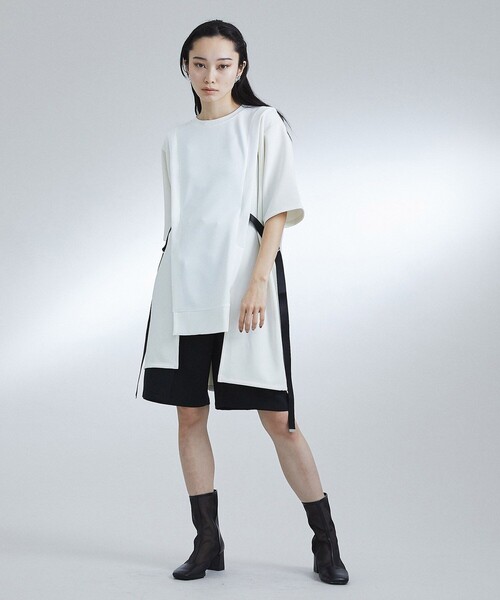 UNITED TOKYO（ユナイテッドトウキョウ）の「オーバーレイヤーショートパンツ｜ウォッシャブル（その他パンツ・レディース・ブラック/ベージュ・1/2）」の7枚目の写真