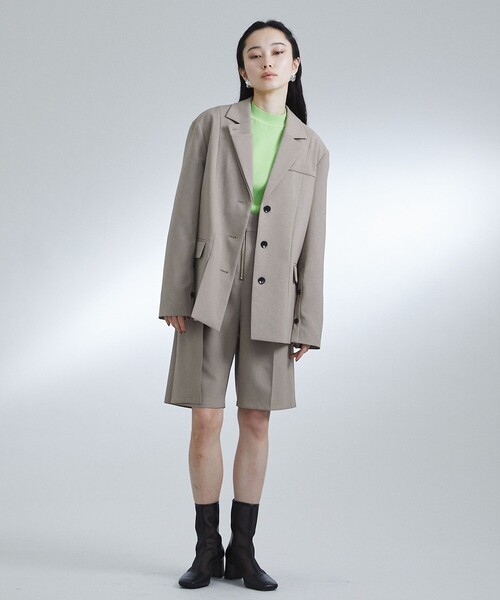 UNITED TOKYO（ユナイテッドトウキョウ）の「オーバーレイヤーショートパンツ｜ウォッシャブル（その他パンツ・レディース・ブラック/ベージュ・1/2）」の8枚目の写真