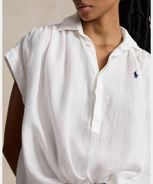 POLO RALPH LAUREN(ポロラルフローレン)：リネンシャツ麻ホワイト クラシック フィット リネン シャツ （シャツ・ブラウス）｜POLO