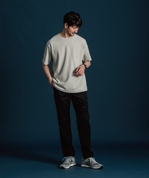 THE SHOP TK （ザ ショップ ティーケー ）の「◆【ご好評につき再入荷！】リンクスジャカード半袖Tシャツ（Tシャツ/カットソー・メンズ・ライトグレー/オフホワイト/ブラック・04/03/02/01）」の10枚目の写真