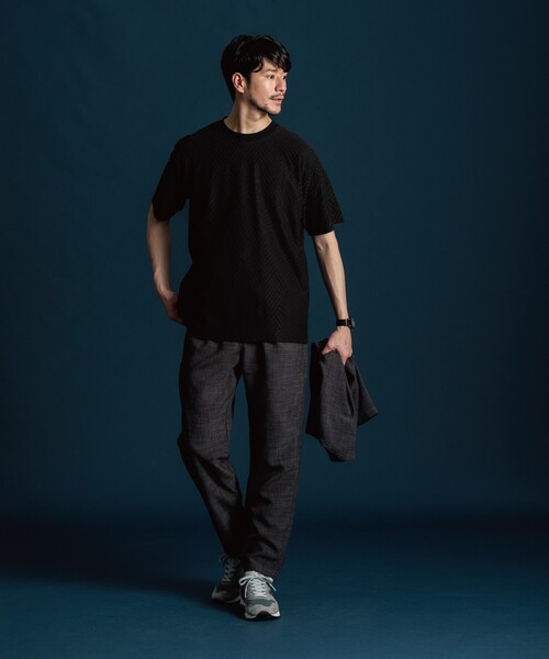 THE SHOP TK （ザ ショップ ティーケー ）の「◆【ご好評につき再入荷！】リンクスジャカード半袖Tシャツ（Tシャツ/カットソー・メンズ・ライトグレー/オフホワイト/ブラック・04/03/02/01）」の13枚目の写真