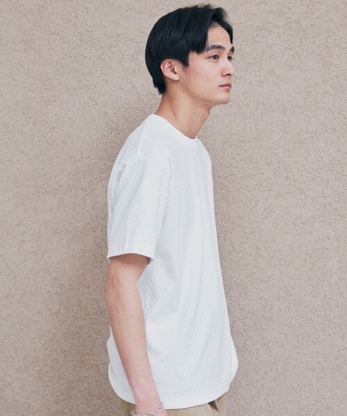 THE SHOP TK （ザ ショップ ティーケー ）の「◆【ご好評につき再入荷！】リンクスジャカード半袖Tシャツ（Tシャツ/カットソー・メンズ・ライトグレー/オフホワイト/ブラック・04/03/02/01）」の17枚目の写真