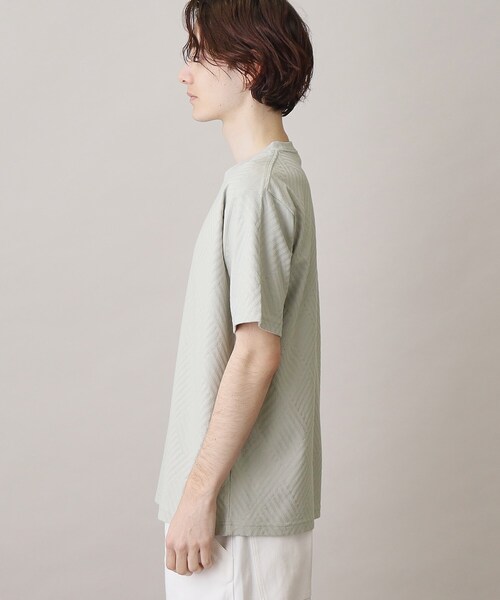 THE SHOP TK （ザ ショップ ティーケー ）の「◆【ご好評につき再入荷！】リンクスジャカード半袖Tシャツ（Tシャツ/カットソー・メンズ・ライトグレー/オフホワイト/ブラック・04/03/02/01）」の19枚目の写真