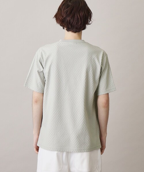 THE SHOP TK （ザ ショップ ティーケー ）の「◆【ご好評につき再入荷！】リンクスジャカード半袖Tシャツ（Tシャツ/カットソー・メンズ・ライトグレー/オフホワイト/ブラック・04/03/02/01）」の20枚目の写真