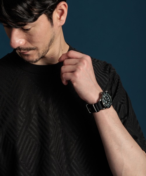 THE SHOP TK （ザ ショップ ティーケー ）の「◆【ご好評につき再入荷！】リンクスジャカード半袖Tシャツ（Tシャツ/カットソー・メンズ・ライトグレー/オフホワイト/ブラック・04/03/02/01）」の3枚目の写真