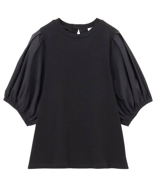 GeeRA(ジーラ)の「綿100%異素材ドッキングボリュームスリーブシルケットTシャツ(Tシャツ/カットソー・レディース・オフホワイト/ブラック・MEDIUM/LARGE)」の15枚目の写真