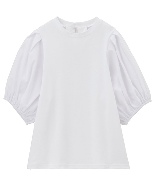 GeeRA(ジーラ)の「綿100%異素材ドッキングボリュームスリーブシルケットTシャツ(Tシャツ/カットソー・レディース・オフホワイト/ブラック・MEDIUM/LARGE)」の14枚目の写真