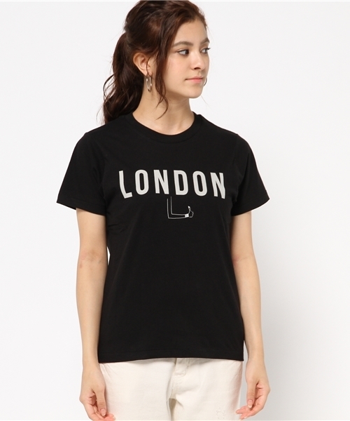 AZUL by moussy(アズールバイマウジー)の「30/-C天竺ハンドサインロゴT(Tシャツ/カットソー・レディース・ブラック/ベージュ/オフホワイト・SMALL/LARGE/MEDIUM/X-LARGE)」の4枚目の写真