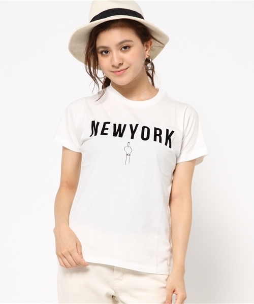 AZUL by moussy(アズールバイマウジー)の「30/-C天竺ハンドサインロゴT(Tシャツ/カットソー・レディース・ブラック/ベージュ/オフホワイト・SMALL/LARGE/MEDIUM/X-LARGE)」の14枚目の写真