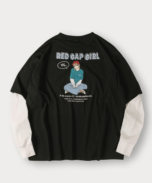 Red Cap Girl(レッドキャプガール)の「【Red Cap Girl/レッドキャップガール】ガールイラストフェイクレイヤードロンT/バックプリント/オーバーサイズ/ユニセックス/推し活(Tシャツ/カットソー・メンズ・ホワイト/ブルー/アッシュグレー/ブラック・M/L)」の13枚目の写真