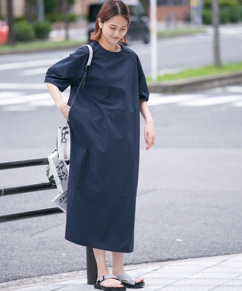 EKAL(エカル)の「『撥水/UVカット』『UR TECH』ナイロンタッサーワンピース(ワンピース・レディース・グリーン/ネイビー/グレー・ONE)」の5枚目の写真