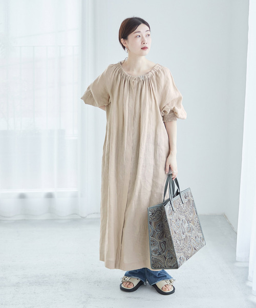 journal standard L'essage（ジャーナルスタンダードレサージュ）の「フレンチリネンギャザーワンピース（ワンピース・レディース・ブラック/ベージュ系その他・FREE）」の22枚目の写真