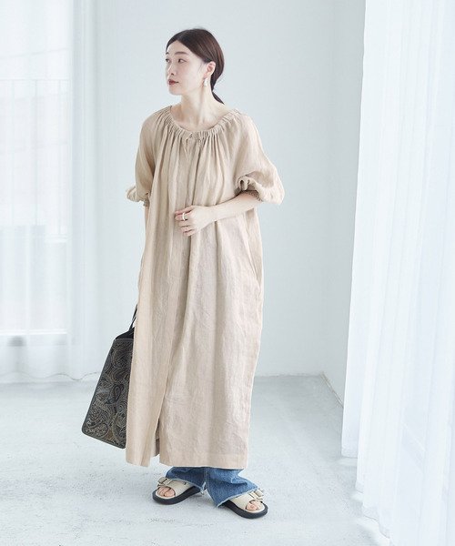 journal standard L'essage（ジャーナルスタンダードレサージュ）の「フレンチリネンギャザーワンピース（ワンピース・レディース・ブラック/ベージュ系その他・FREE）」の21枚目の写真