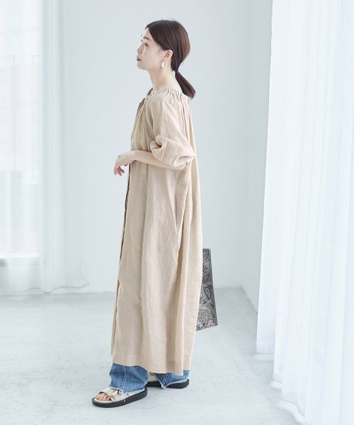 journal standard L'essage（ジャーナルスタンダードレサージュ）の「フレンチリネンギャザーワンピース（ワンピース・レディース・ブラック/ベージュ系その他・FREE）」の20枚目の写真