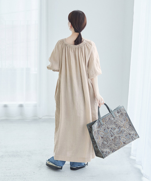 journal standard L'essage（ジャーナルスタンダードレサージュ）の「フレンチリネンギャザーワンピース（ワンピース・レディース・ブラック/ベージュ系その他・FREE）」の19枚目の写真